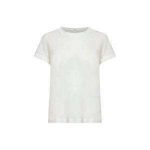 Co Women Ivory Ribbed Cotton Jersey Crewneck T-Shirt